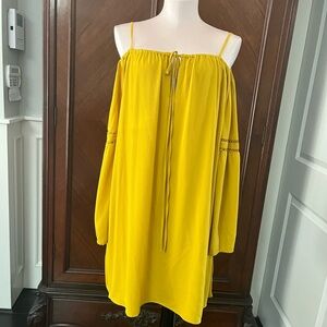 Zara Trafaluc Mustard Off-Shoulder dress size L